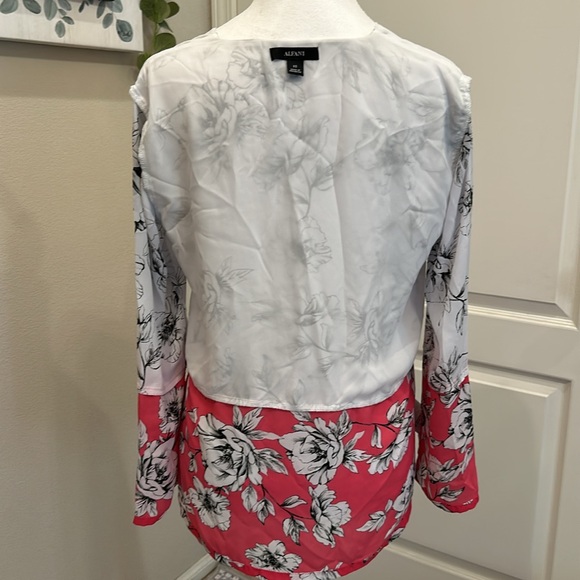 Alfani Blouse, XS, White/Pink/Black - Picture 8 of 12
